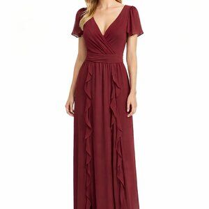 DB Studio Wine Chiffon Maxi Dress Romantic Soft Glam Wedding Guest Formal Size 4